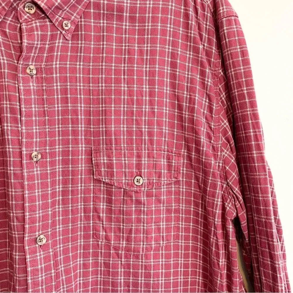 J. Crew Men's‎ Maroon Plaid Flannel Button Down Size XL